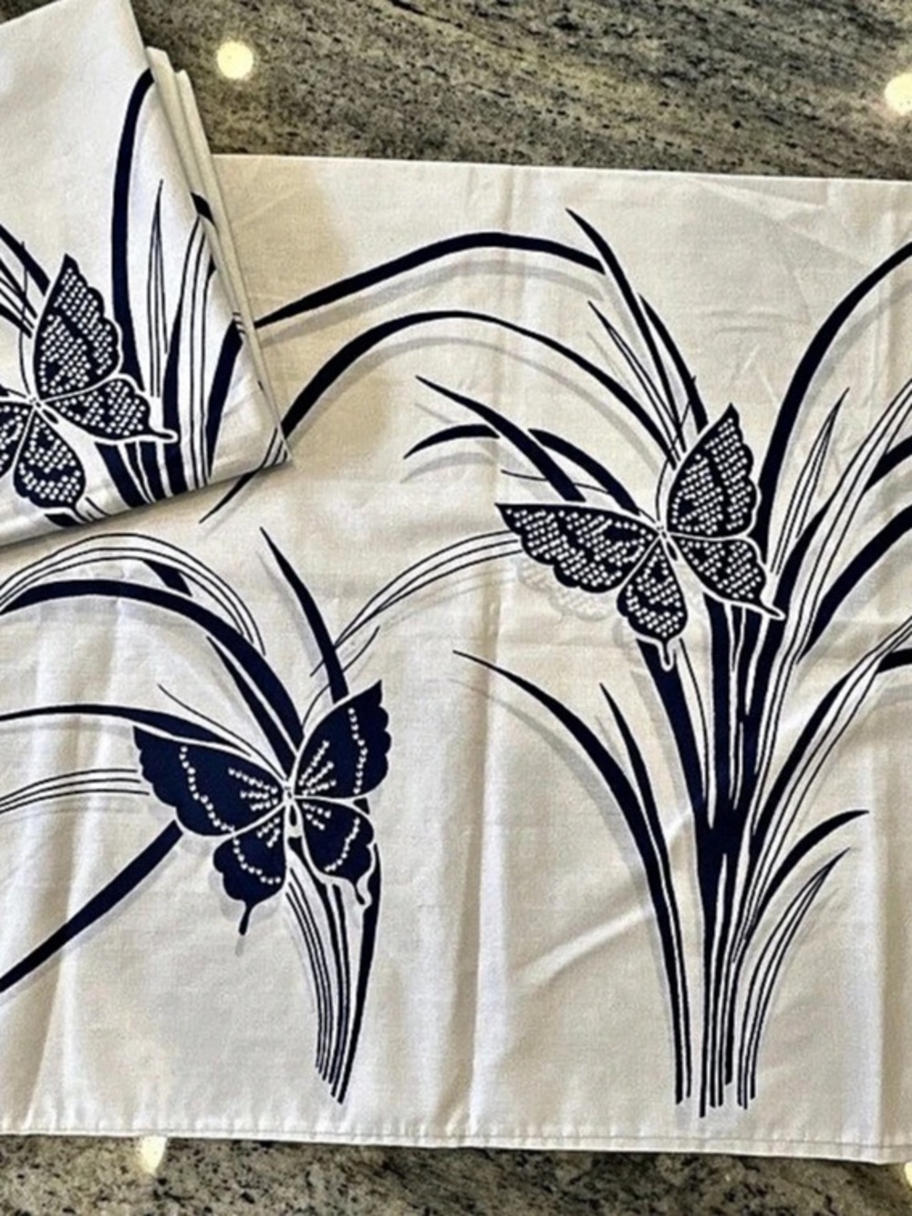 Burlington Amari Butterfly Standard Pillowcases White & Blue